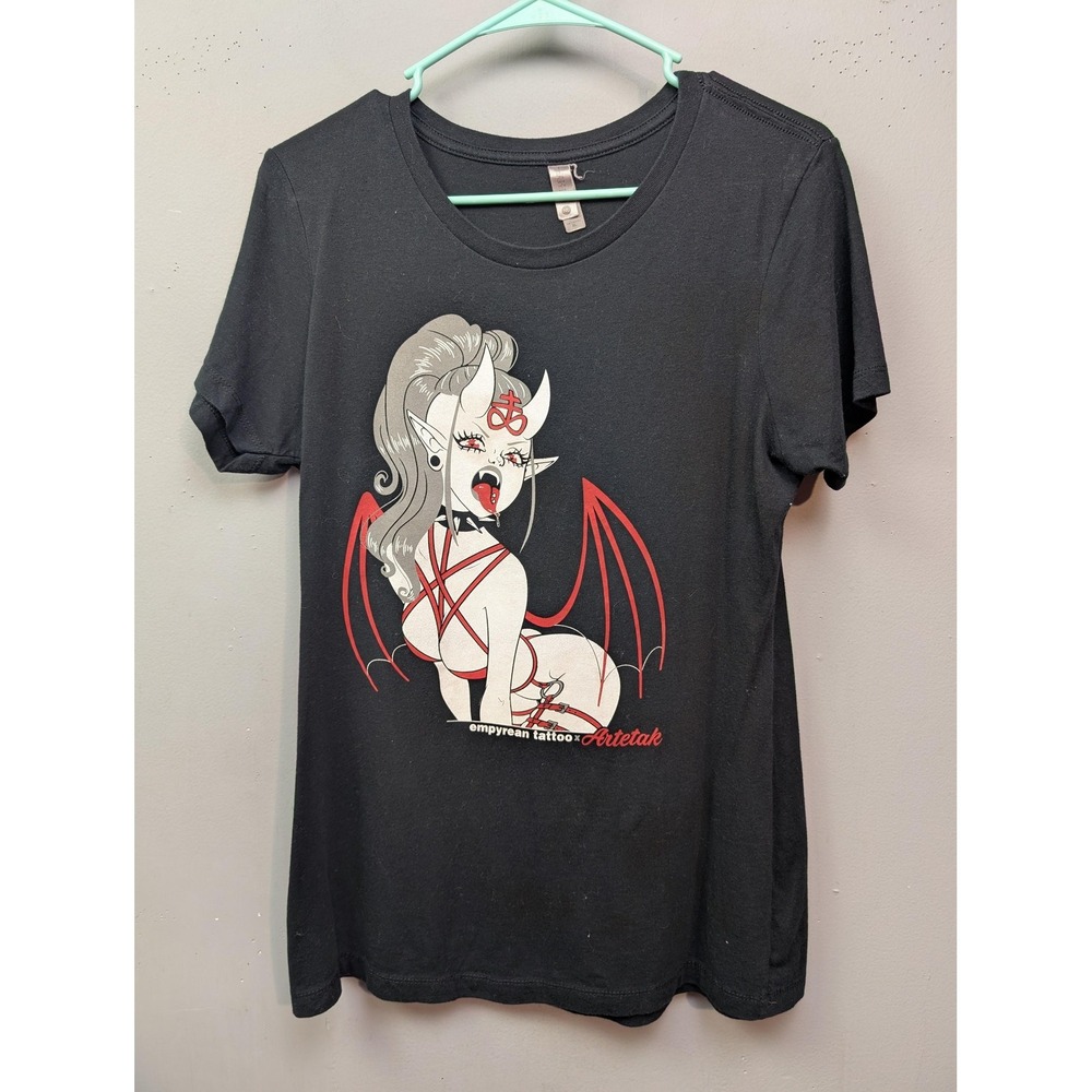 Empyrean Tattoo Shirt Womens XL Black Anime Demon Girl Graphic Chetek Gothic